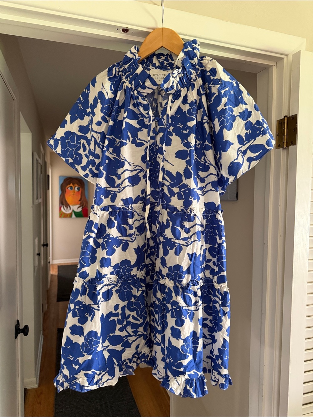 Blue & White Floral Tiered women’s dress